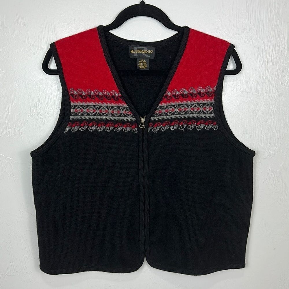 Requirements Vintage Wool Zip Up Sweater Vest Size L